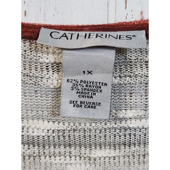 Catherines Vest Cardign Stripped Kimono Size 1X Lagenlook Copper Brown Coastal - Picture 6 of 11